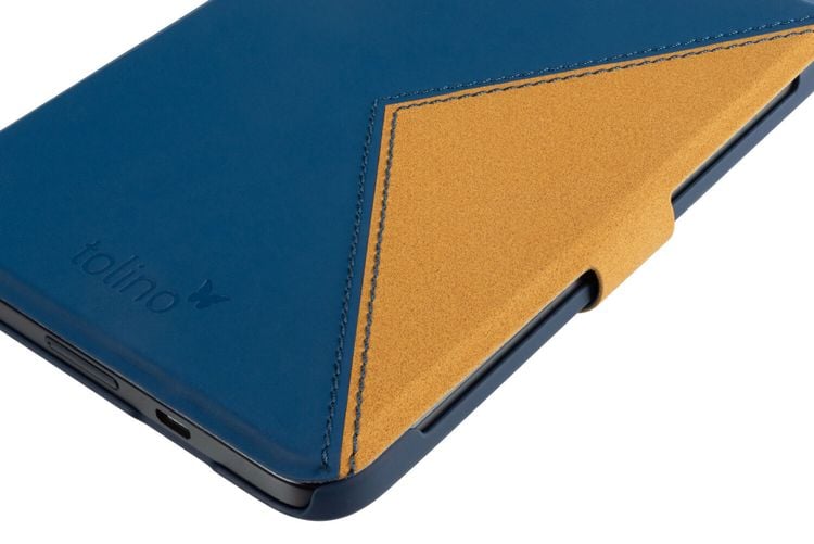 tolino shine 3, Schutztasche in Lederoptik (Farbe:blau/gelb)