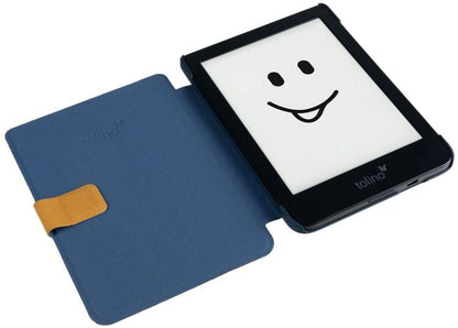 tolino shine 3, Schutztasche in Lederoptik (Farbe:blau/gelb)