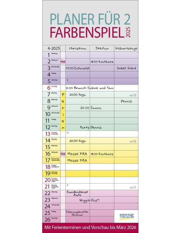 Farbenspiel - Planer für 2 2024