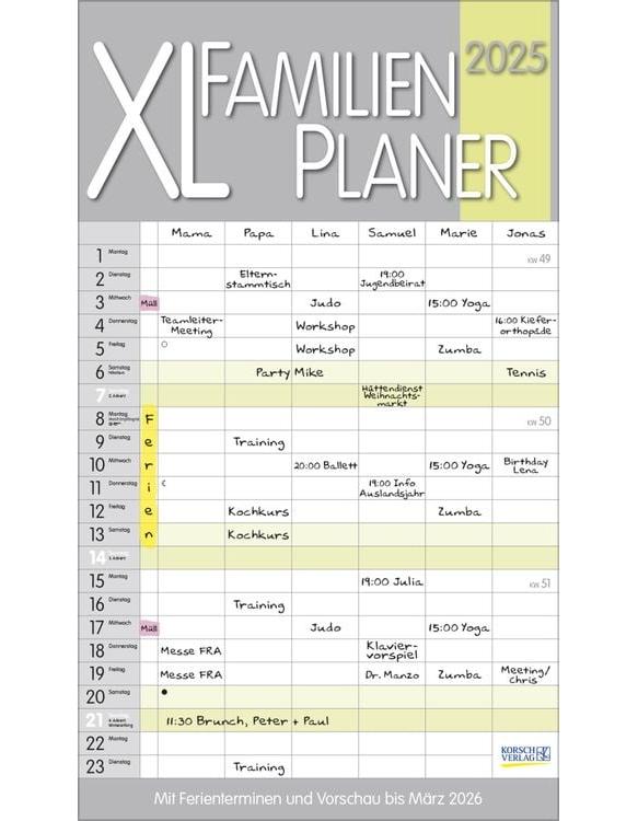 XL Familienplaner Pastell 2024