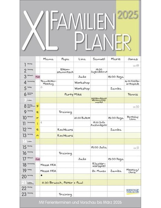 XL Familienplaner Pastell 2024