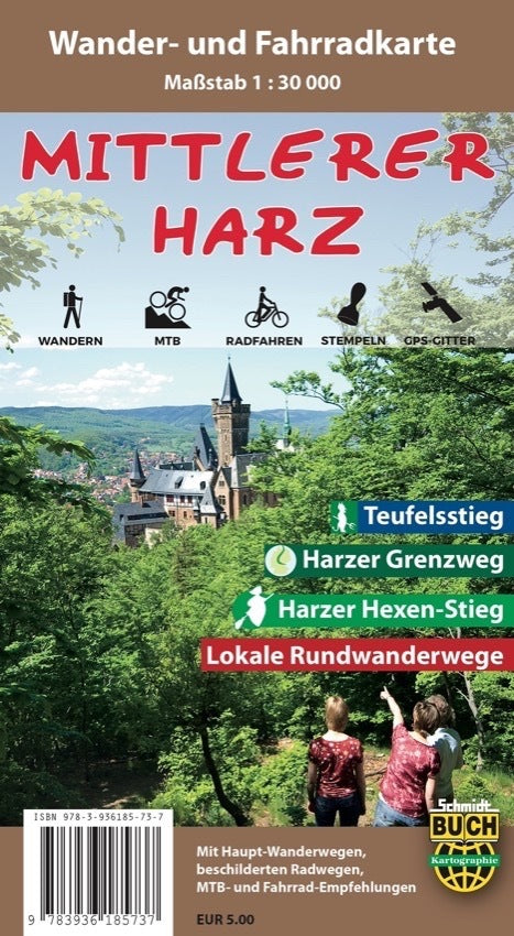 Mittlerer Harz, Wander- und Fahrradkarte