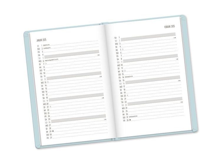 Terminplaner Lederlook 2024 Hellblau