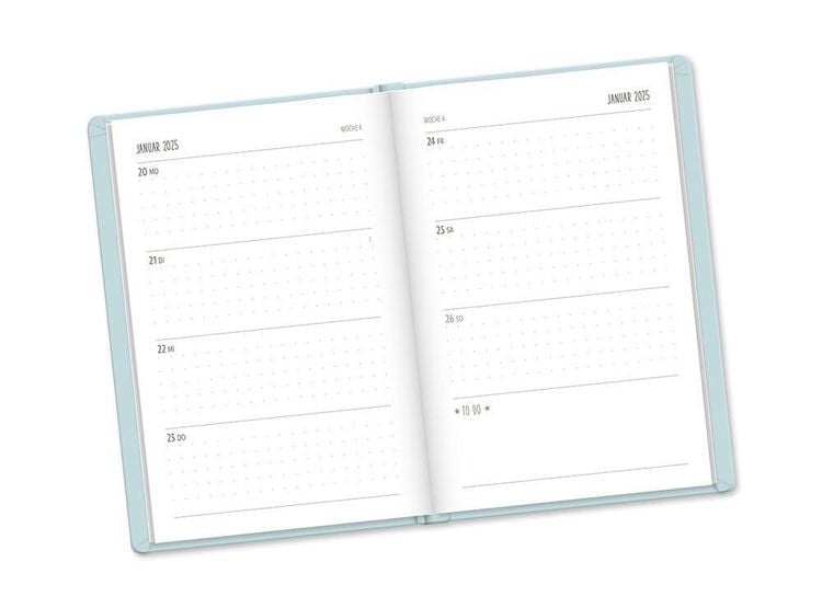 Terminplaner Lederlook 2024 Hellblau