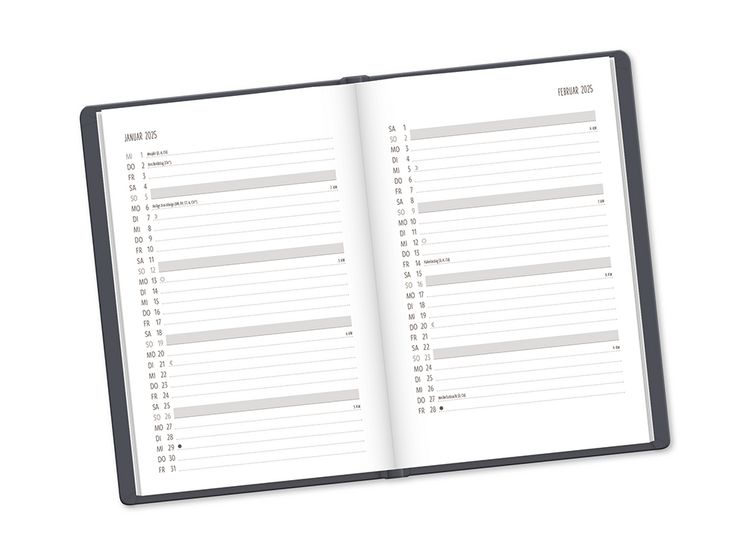 Terminplaner Lederlook 2024 Schwarz