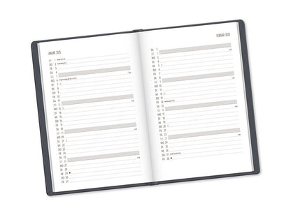 Terminplaner Lederlook 2024 Schwarz