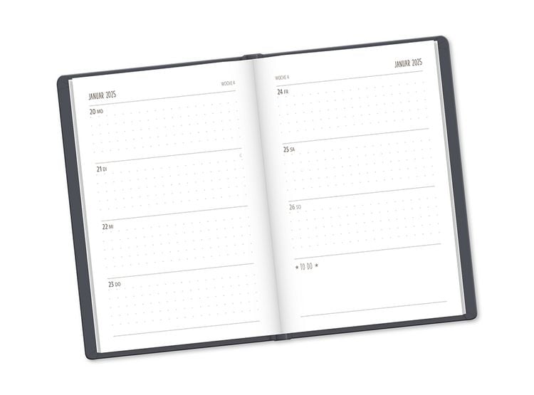 Terminplaner Lederlook 2024 Schwarz