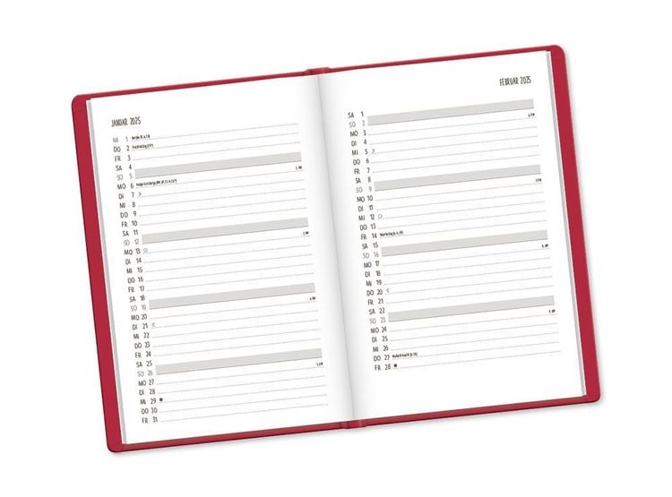 Terminplaner Lederlook 2024 Rot