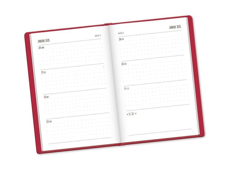 Terminplaner Lederlook 2024 Rot