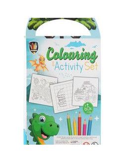 Dino-Mal- und Aktivitätsblock mit Buntstiften