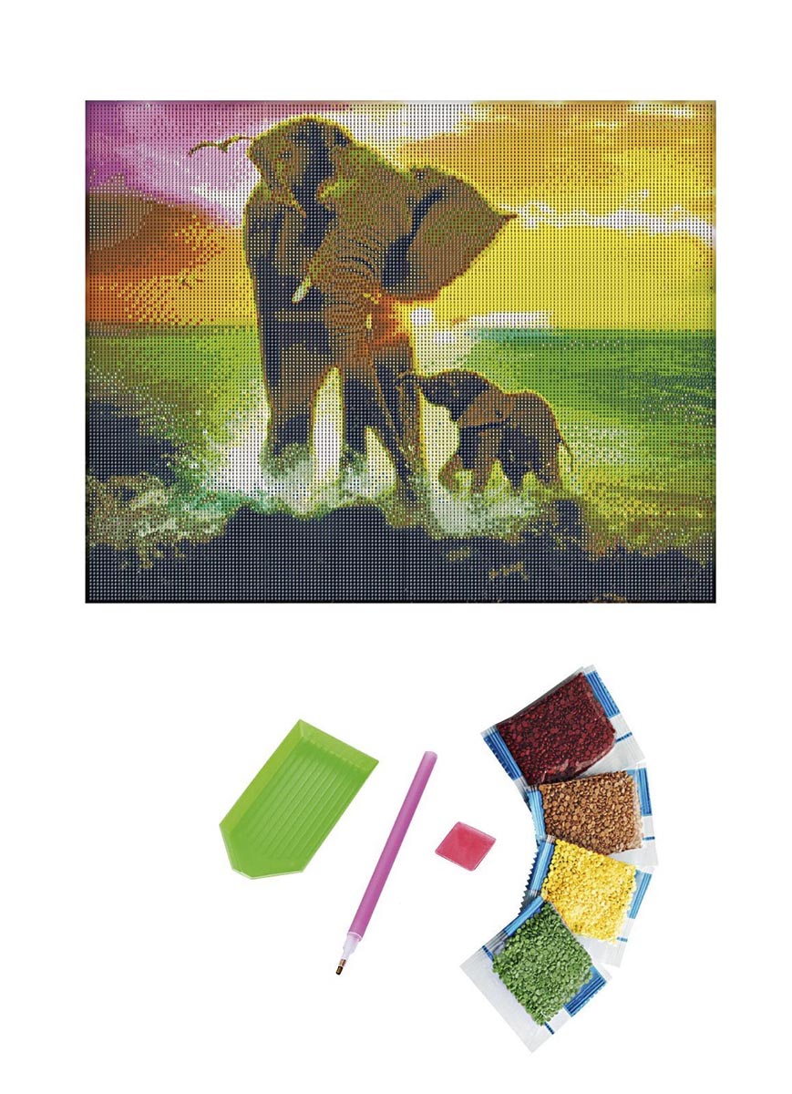 Diamond Painting "Sommer-Elefanten" 50 x 40 cm