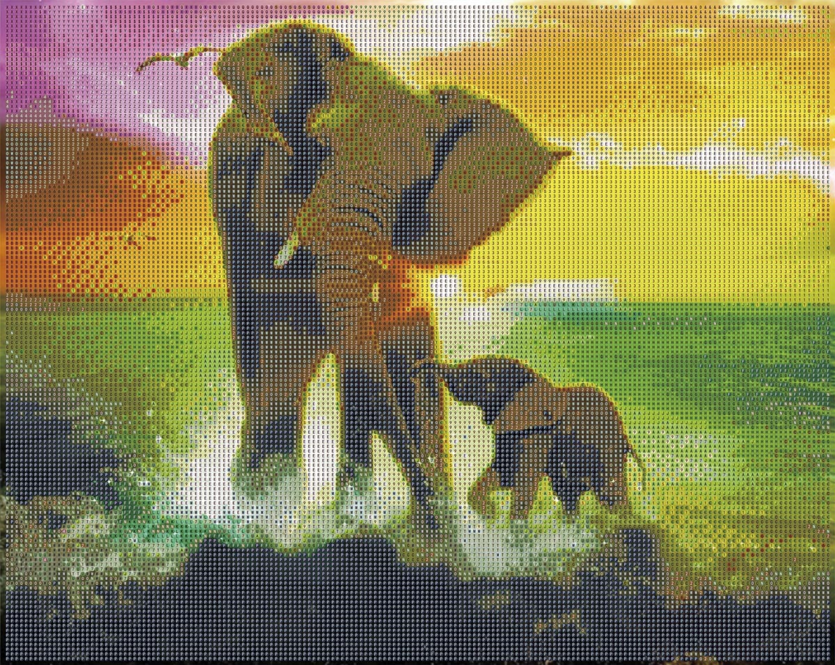 Diamond Painting "Sommer-Elefanten" 50 x 40 cm
