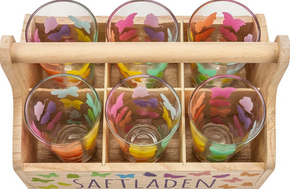Gläser-Set "Saftladen" mit Holzträger