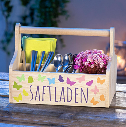 Gläser-Set "Saftladen" mit Holzträger