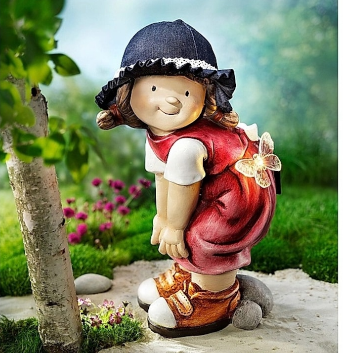 Dekofigur "Hanna" mit Solar-Schmetterling, 40 cm