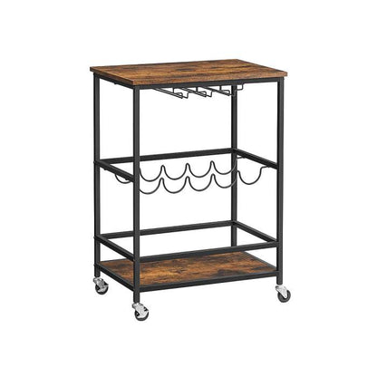 Songmics Getränkewagen aus Stahl 82.5 x 45.5 cm - vintagebraun/scharz