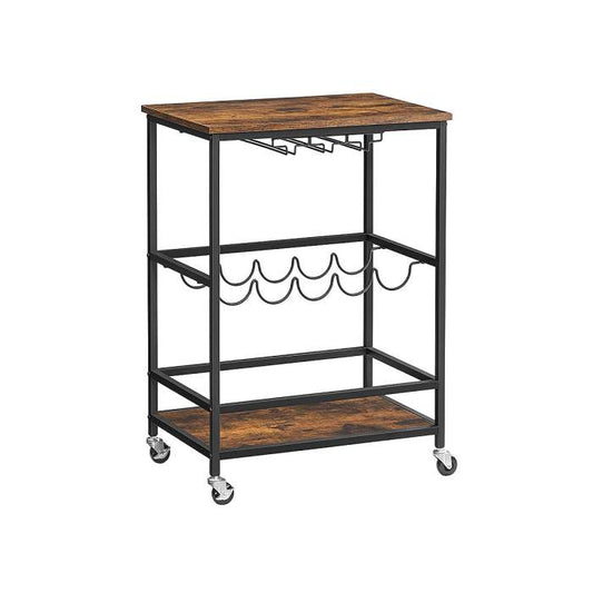 Songmics Getränkewagen aus Stahl 82.5 x 45.5 cm - vintagebraun/scharz