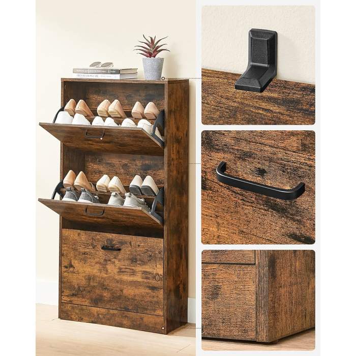 Songmics Schuhschrank 130 x 15 cm - vintagebraun