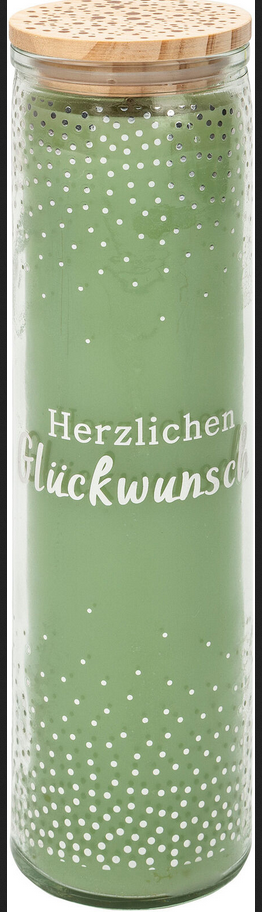 Geburtstagskerze im Glas "Herzlichen Glückwunsch"