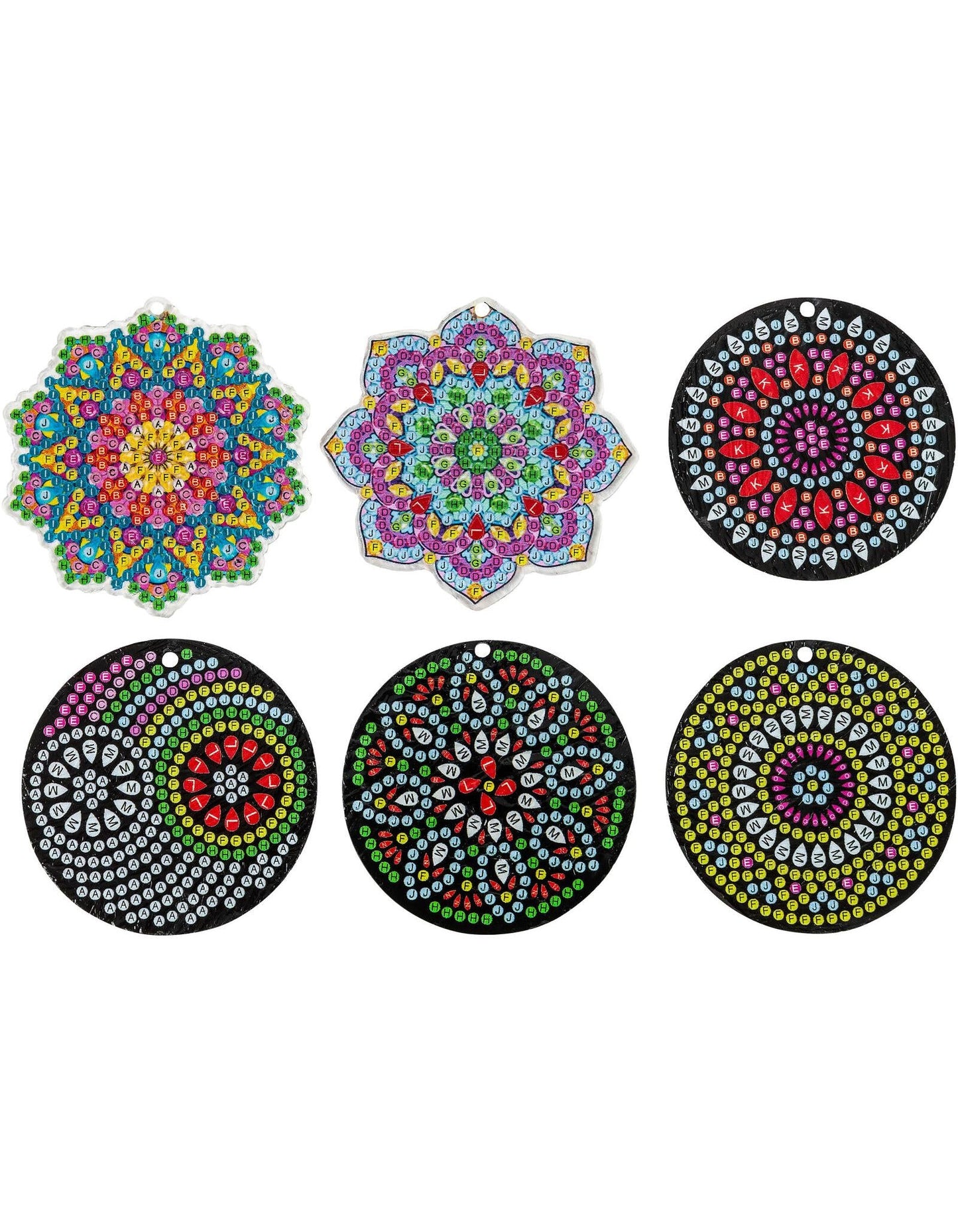 Bastelset Diamond Painting Anhänger "Mandala", 6er-Set