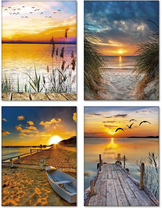Diamond Painting "Sonnenuntergang Strand" 30 x 40 cm, 4er-Set