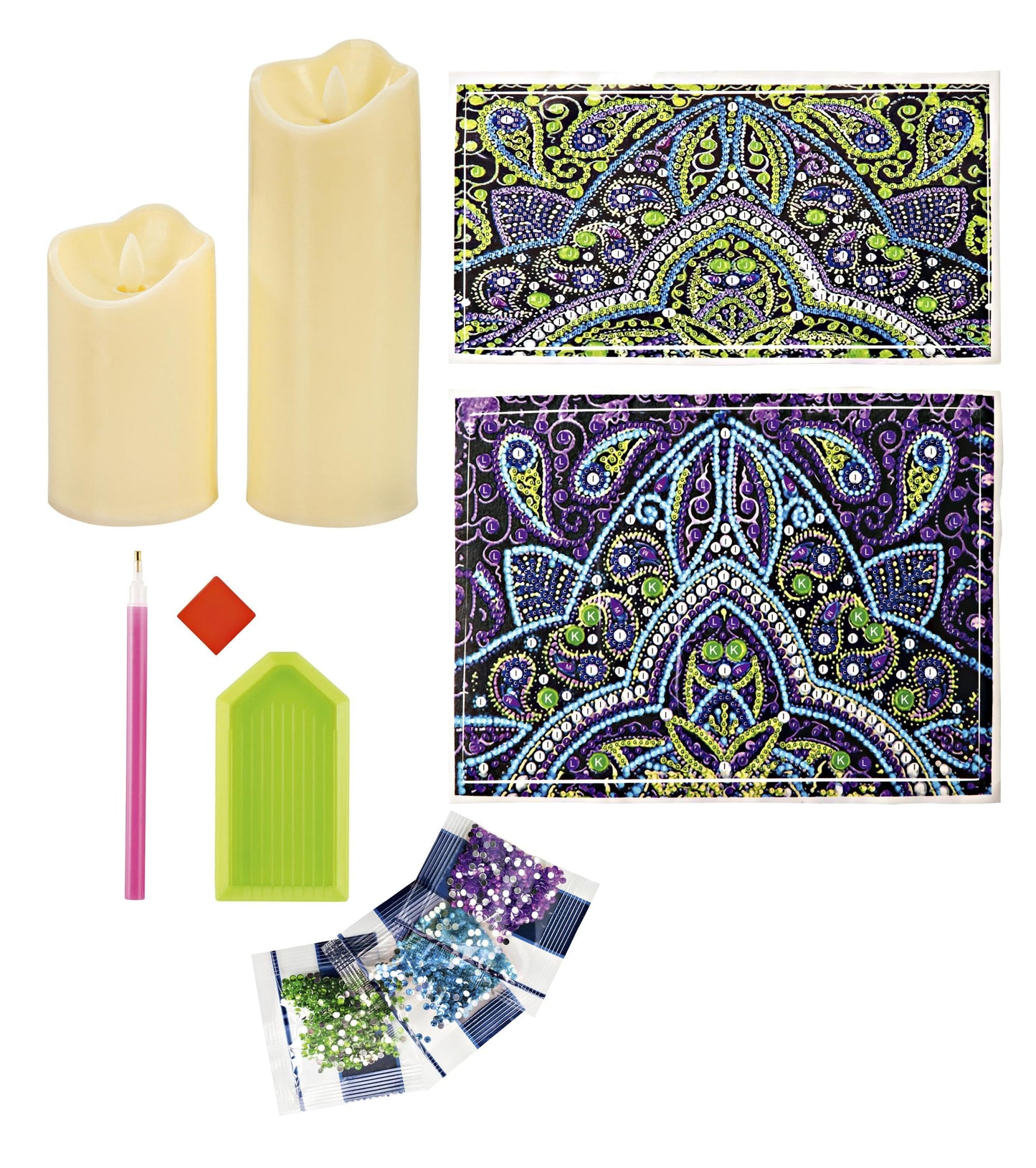 Bastelset Diamond Painting LED-Kerzen 2er-Set