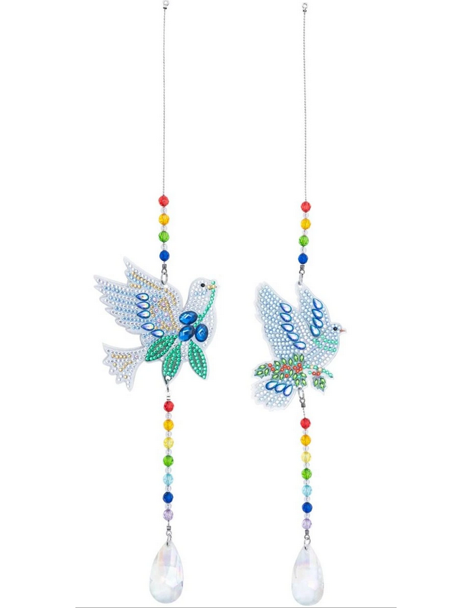 Diamond Painting Sonnenfänger "Taube" 2er-Set