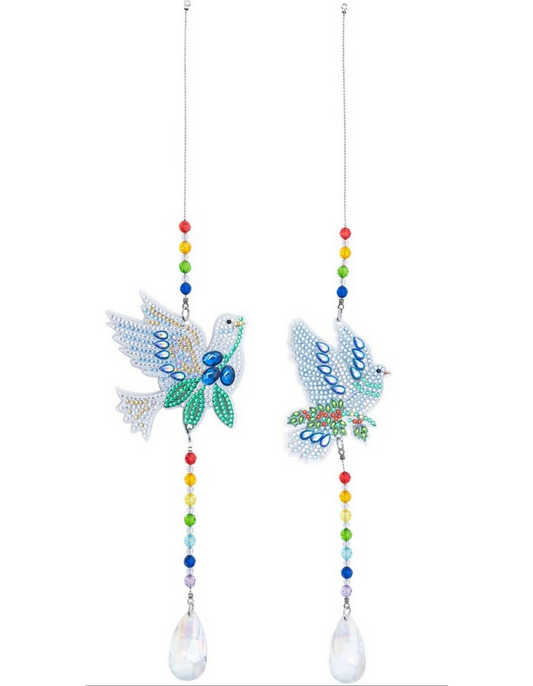 Diamond Painting Sonnenfänger "Taube" 2er-Set