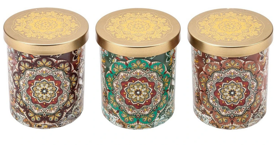 Duftkerzen im Glas "Mandala" 3er-Set