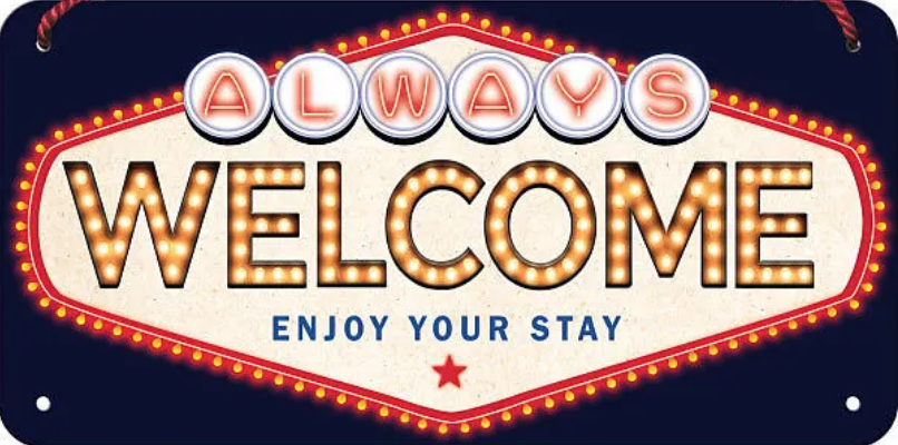 Hängeschild. Welcome