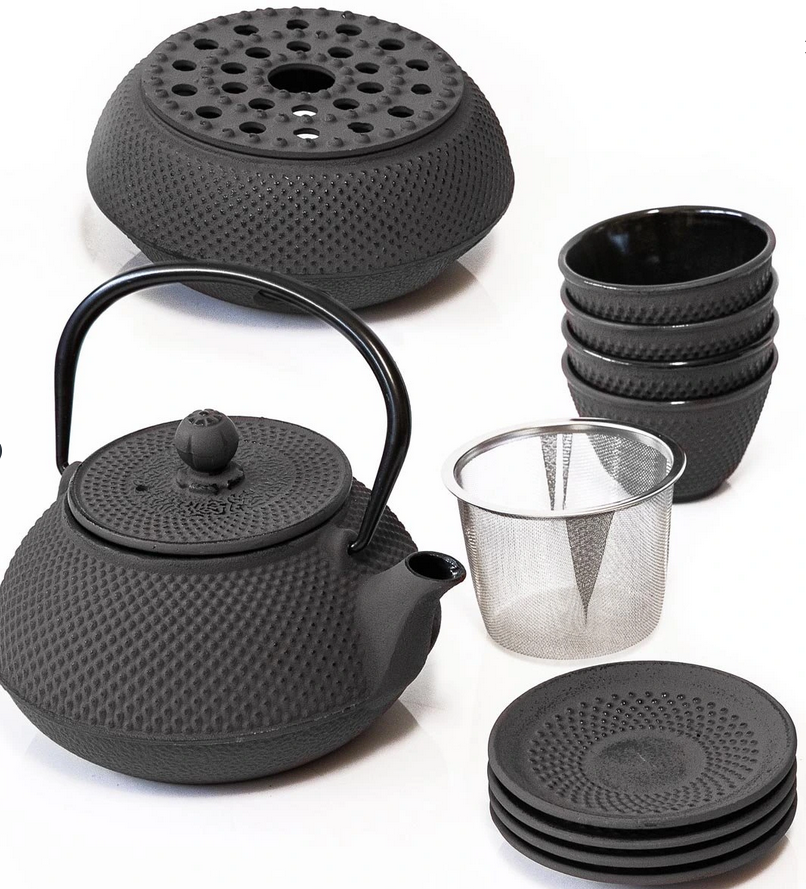 Asia Teekannenset Gusseisen, 10-teilig (Farbe: grau)