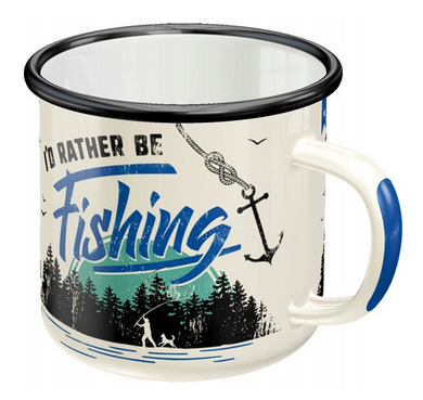 Emailletasse, 360ml. I'd Rather Be Fishi