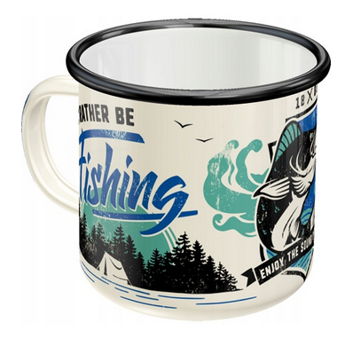 Emailletasse, 360ml. I'd Rather Be Fishi