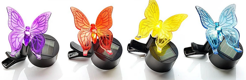 Solar-Schmetterlinge mit Clip, 4er-Set