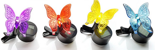 Solar-Schmetterlinge mit Clip, 4er-Set