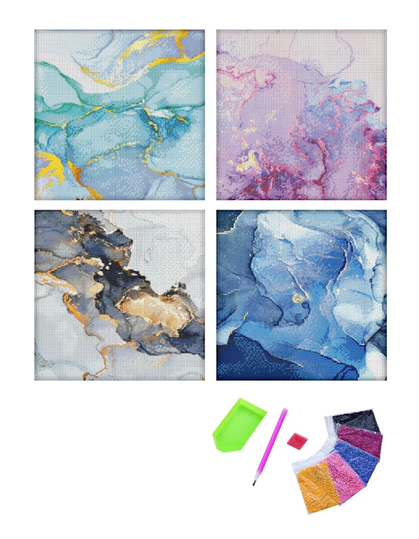 Diamond Painting "Marmor" 30 x 30 cm,  4er-Set