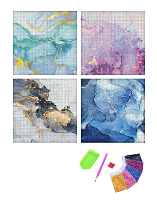Diamond Painting "Marmor" 30 x 30 cm,  4er-Set
