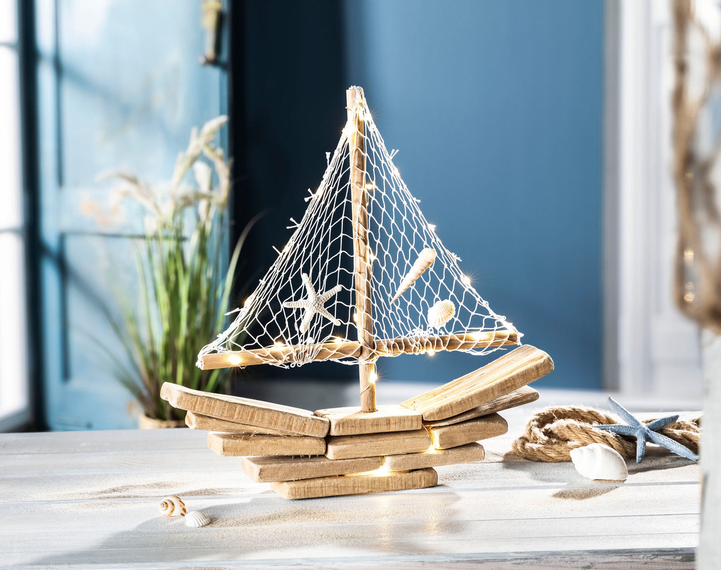 LED-Deko "Treibholzboot"