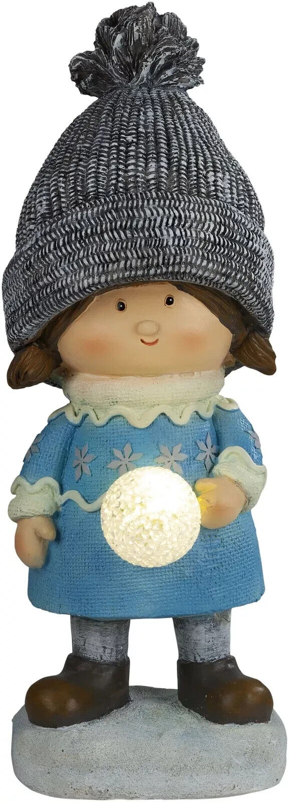 Dekofigur Winterkind "Alma" mit LED-Kugel