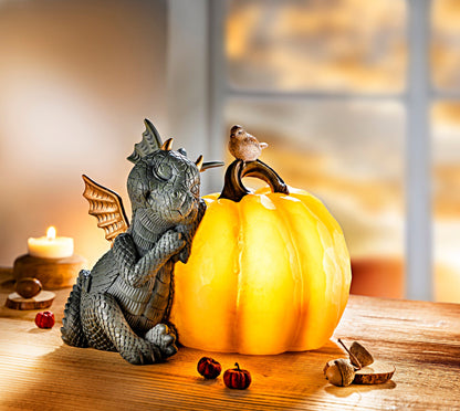 Drache "Zucca" mit LED-Kürbis