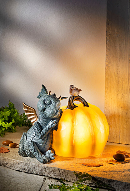 Drache "Zucca" mit LED-Kürbis