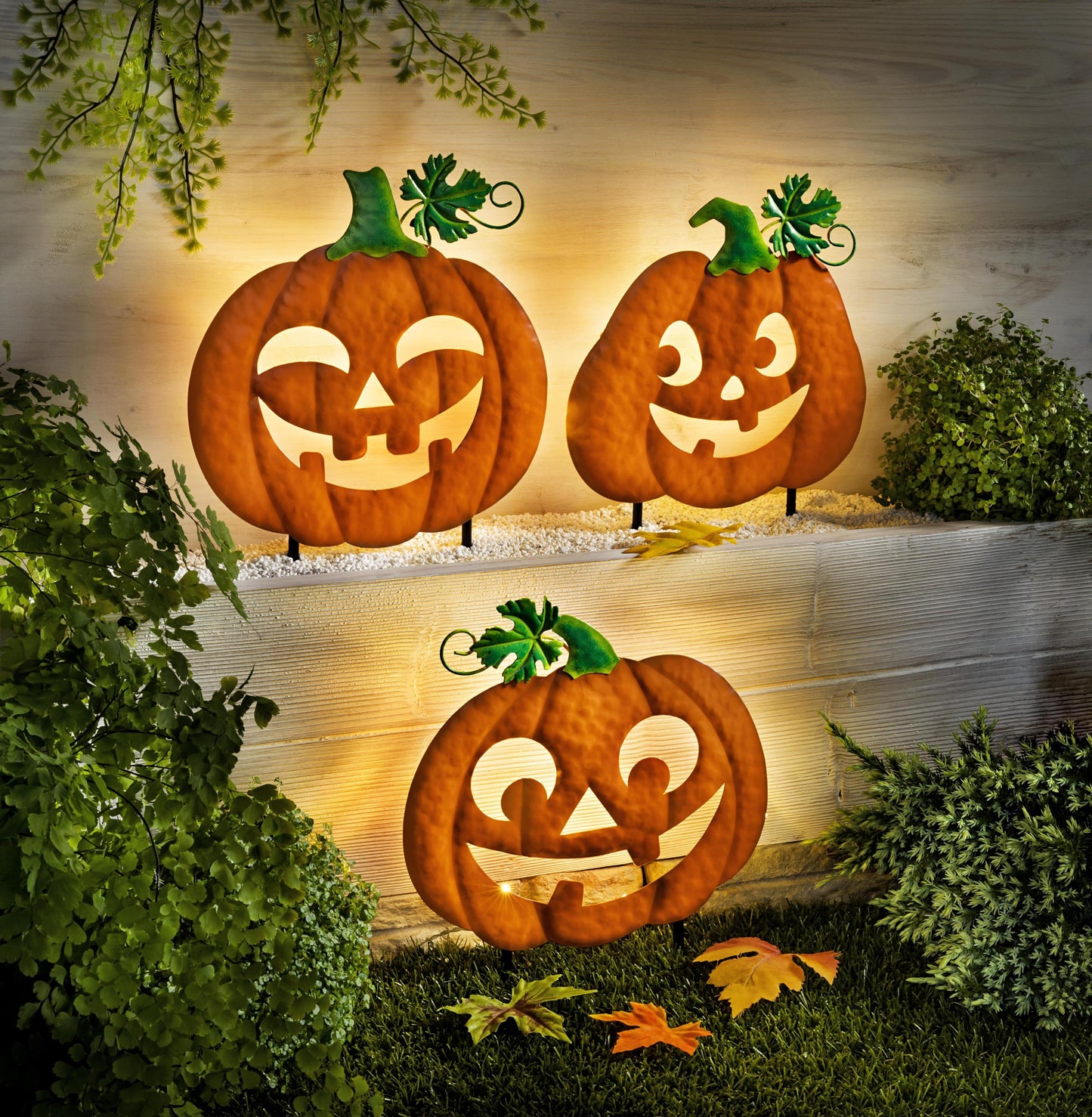 LED-Gartenstecker "Kürbisse" 3er-Set