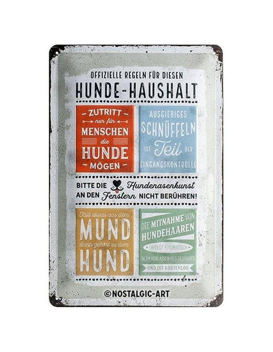 Blechschild Hundehaushalte
