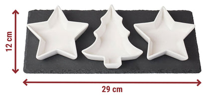 Schiefer Servierplatte mit Schälchen "Weihnachten"