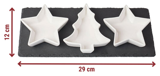 Schiefer Servierplatte mit Schälchen "Weihnachten"