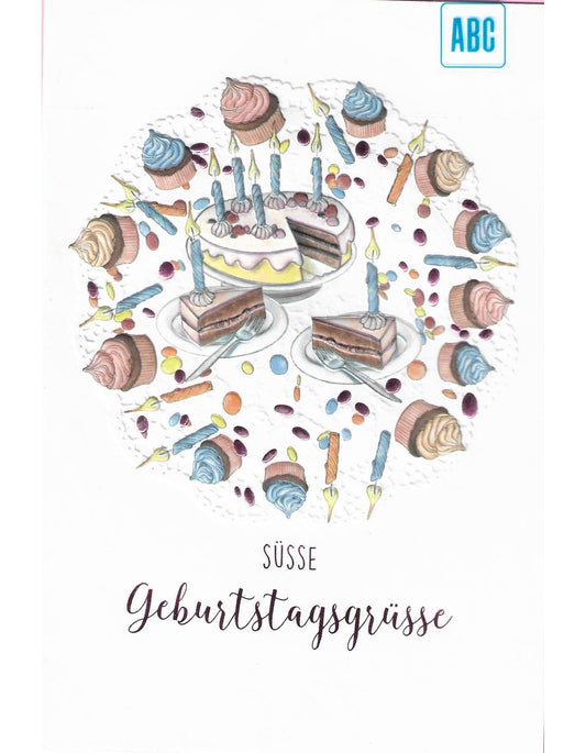 Glückwunschkarte "Süsse Geburtstagsgrüsse" B6
