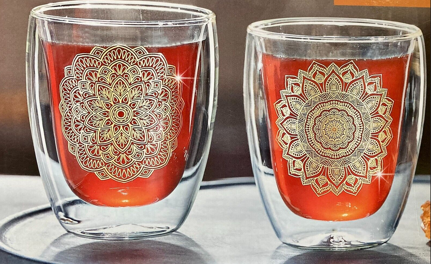 Doppelwandige Gläser "Mandala", 2er Set