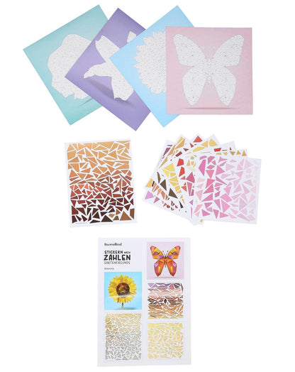 Mosaikbastelset STICKERN NACH ZAHLEN - GARTENFREUNDE 4-teilig