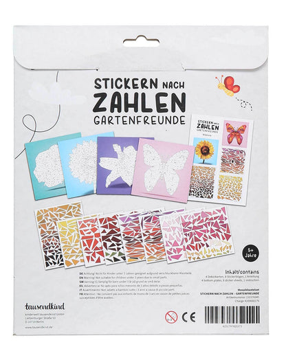 Mosaikbastelset STICKERN NACH ZAHLEN - GARTENFREUNDE 4-teilig