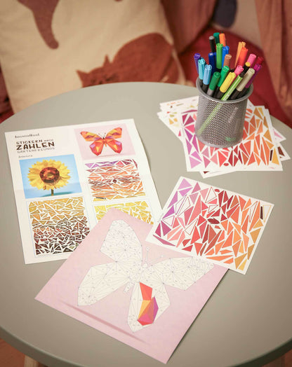 Mosaikbastelset STICKERN NACH ZAHLEN - GARTENFREUNDE 4-teilig